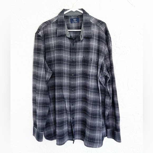 1901 Button Down Plaid Shirt Mens XXL Long Sleeve Cotton Check Trim Fit - Picture 1 of 5